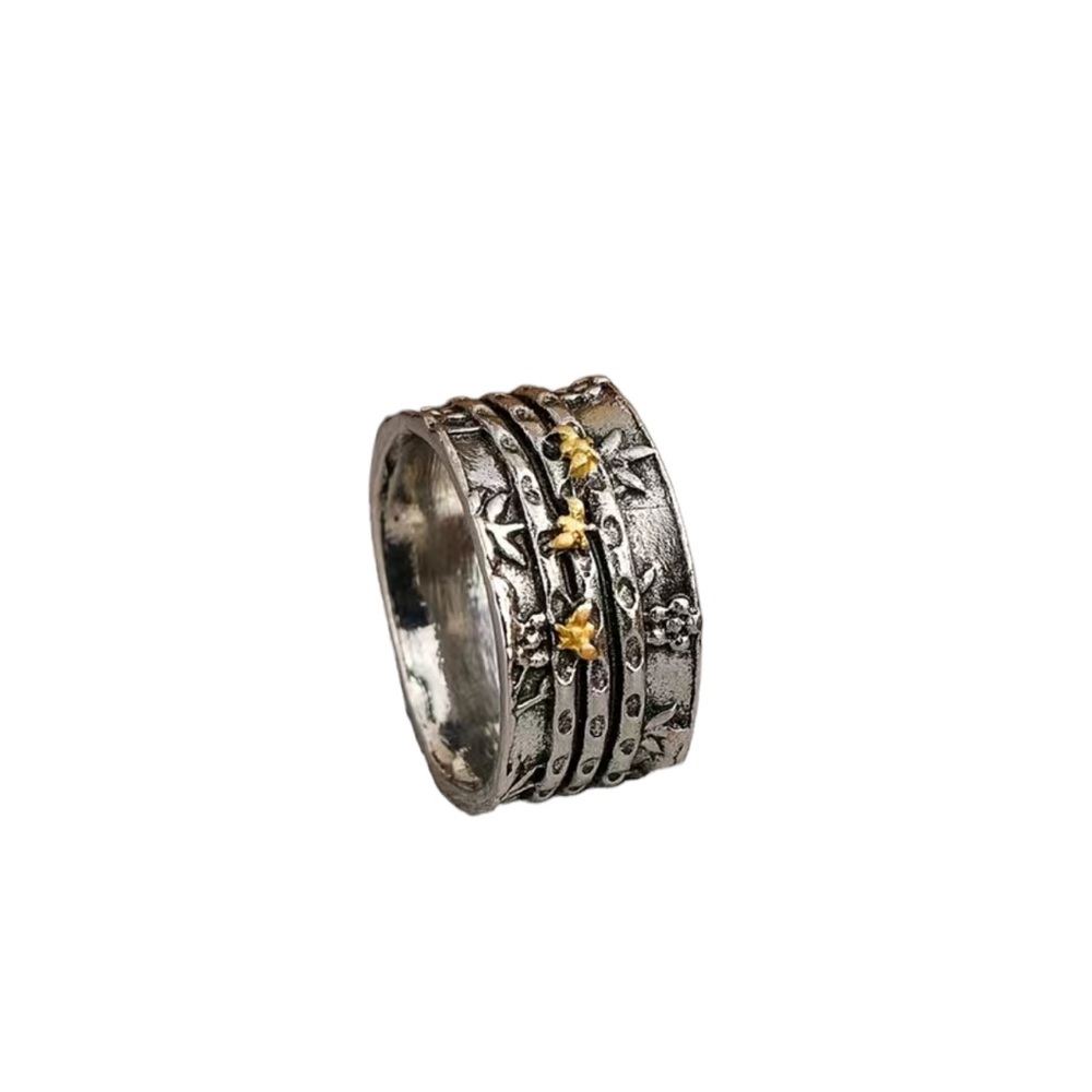 Boho Vintage Style Silver Bumblebee Wide Ring - Picture 7 of 8